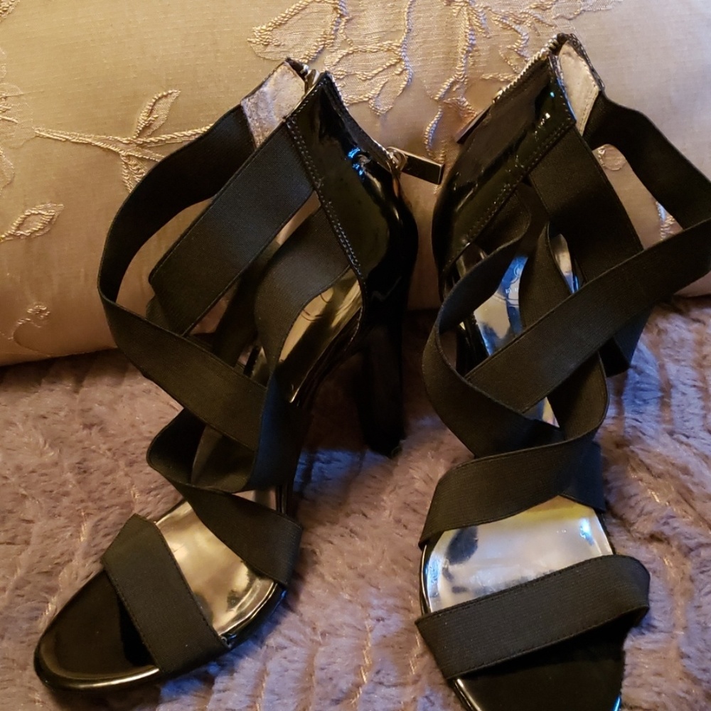 Black Eladtic Strap Heels